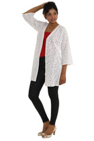 White Eyelet Fabric Button Shirt - Shoreline Wear, Inc.