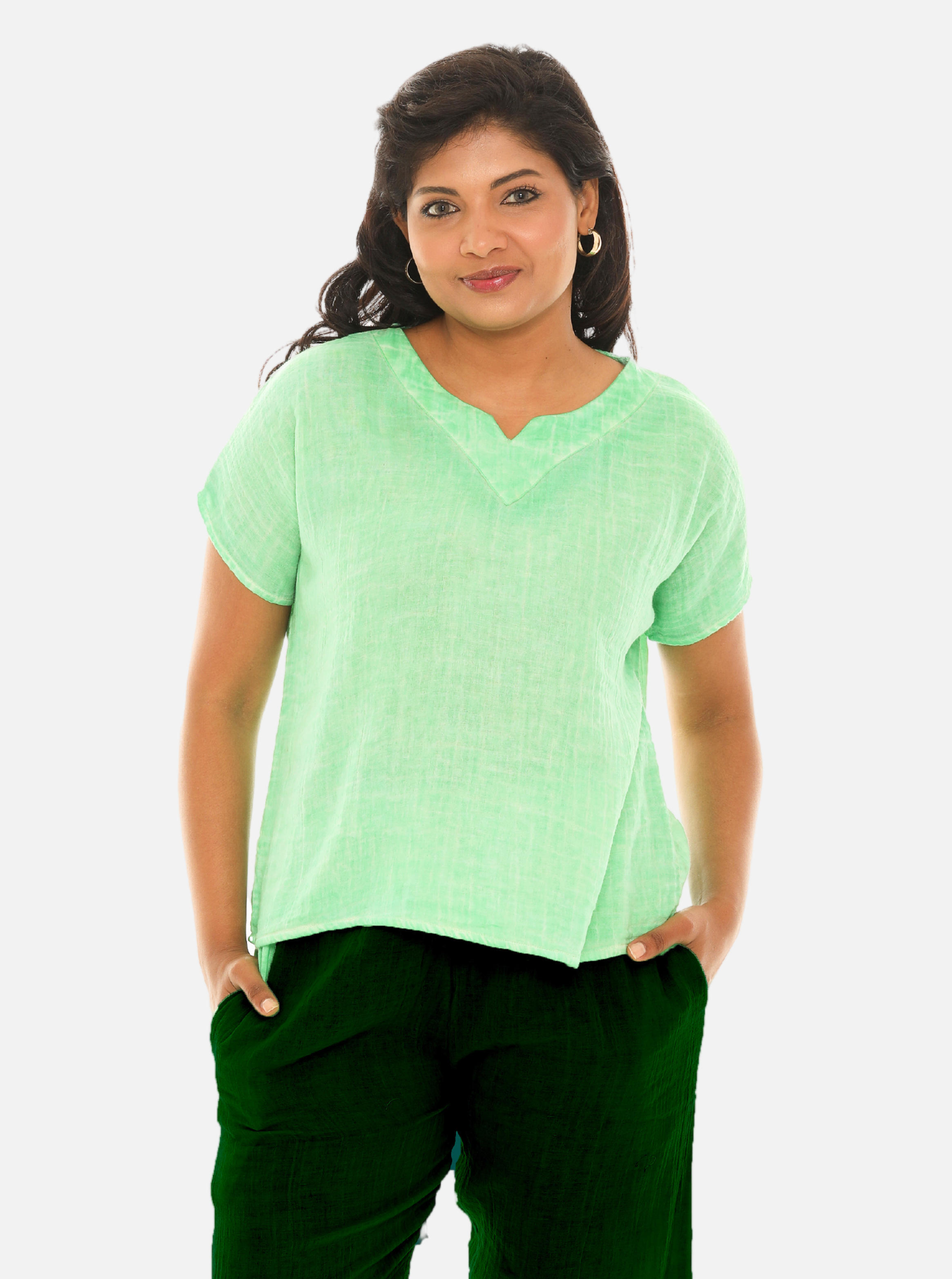 Women Double Gouge Cotton Top