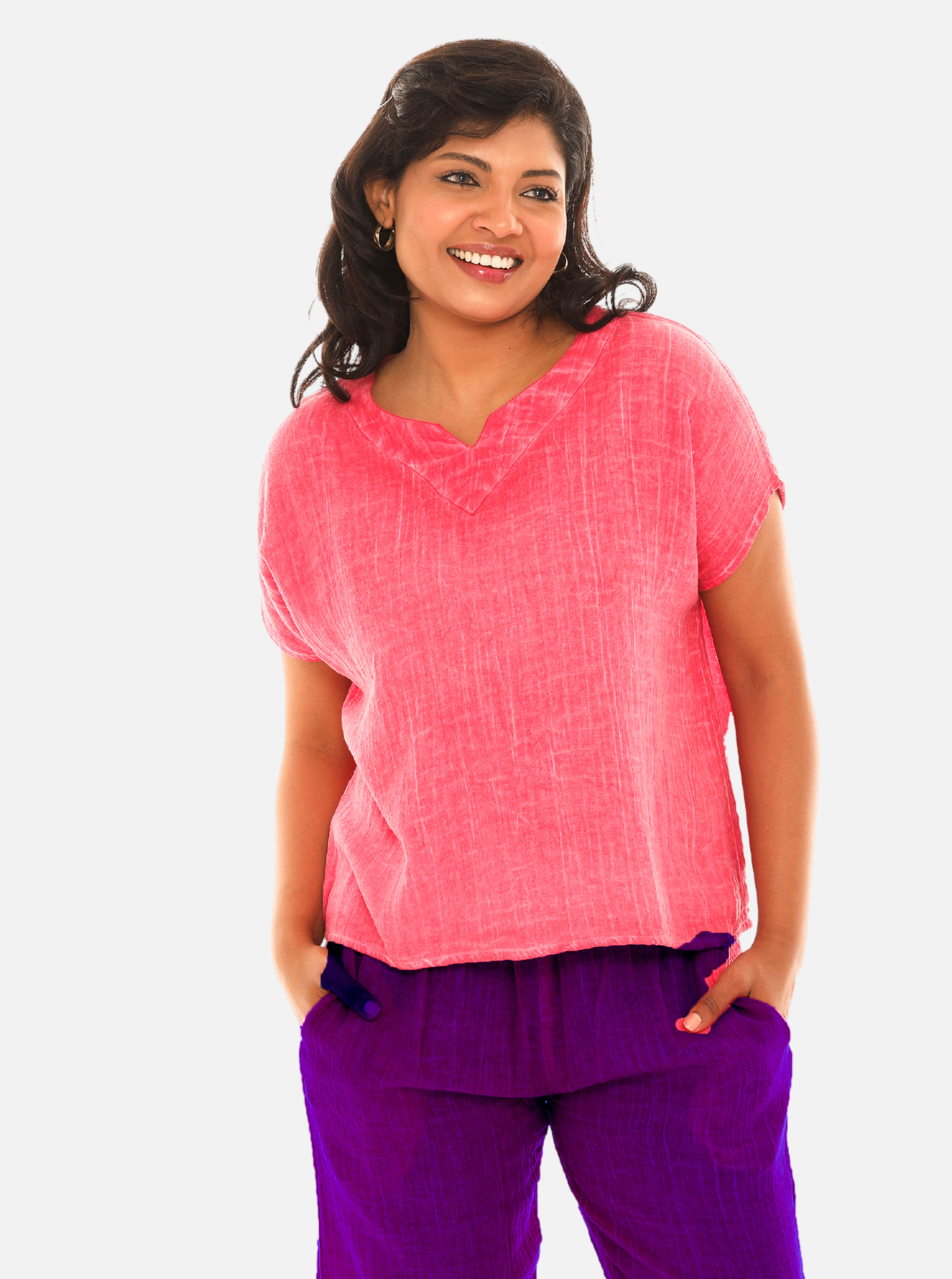 Women Double Gouge Cotton Top