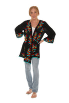 Leaf Embroidery Eyelet-Trim Open Cardigan - Shoreline Wear, Inc.