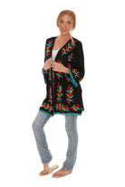 Leaf Embroidery Eyelet-Trim Open Cardigan - Shoreline Wear, Inc.