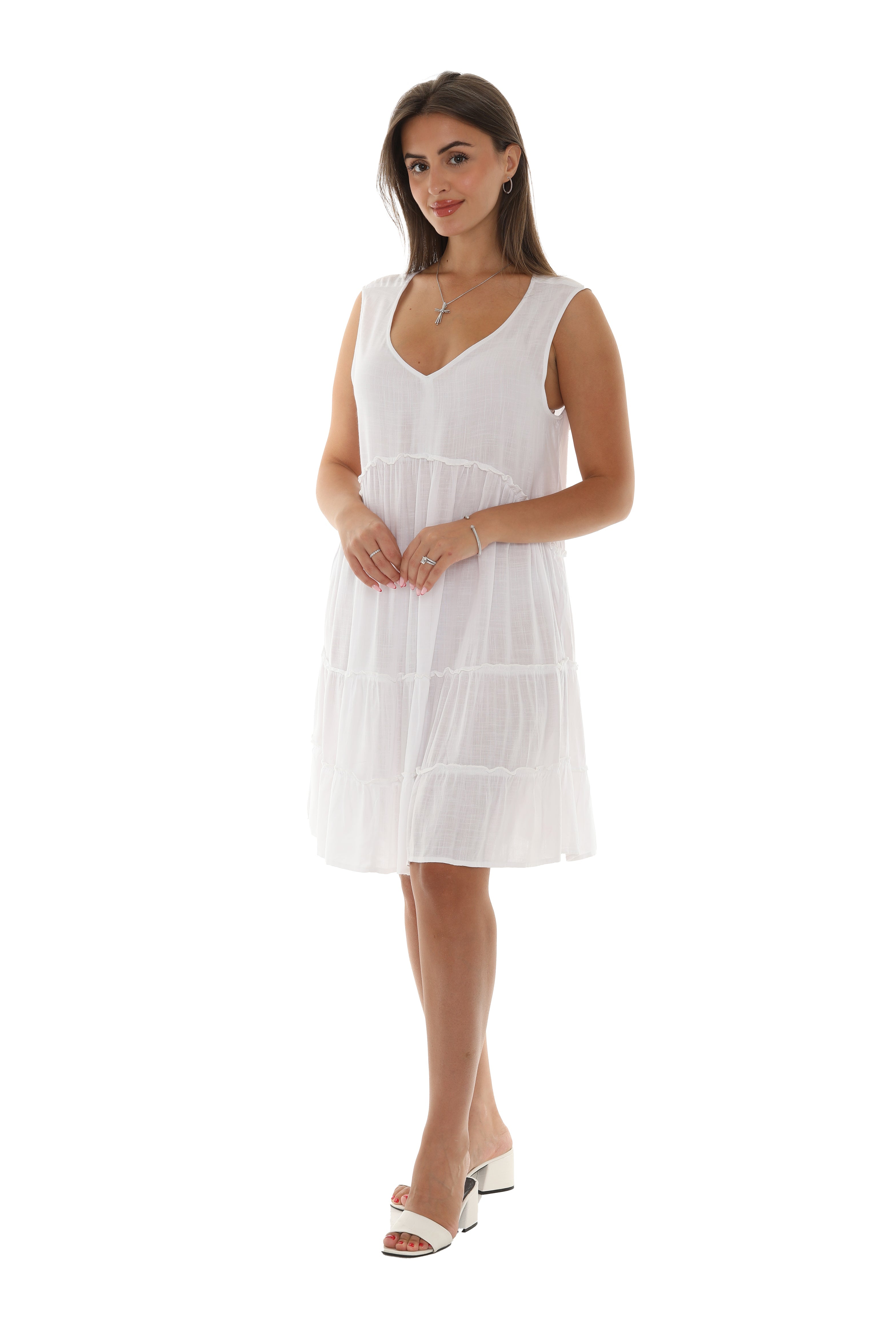 Cotton Crepe Spring Dresses Medium / White