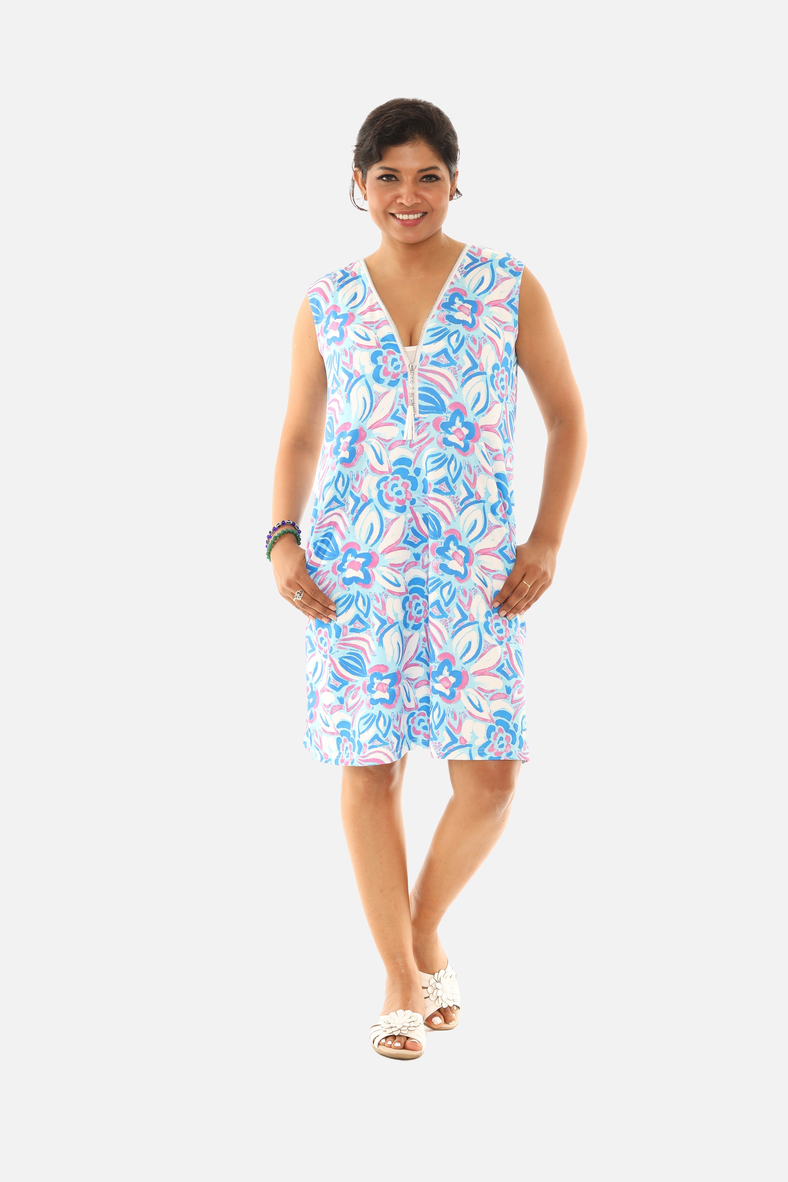 UPF Zipper Front Sleeveless Dress