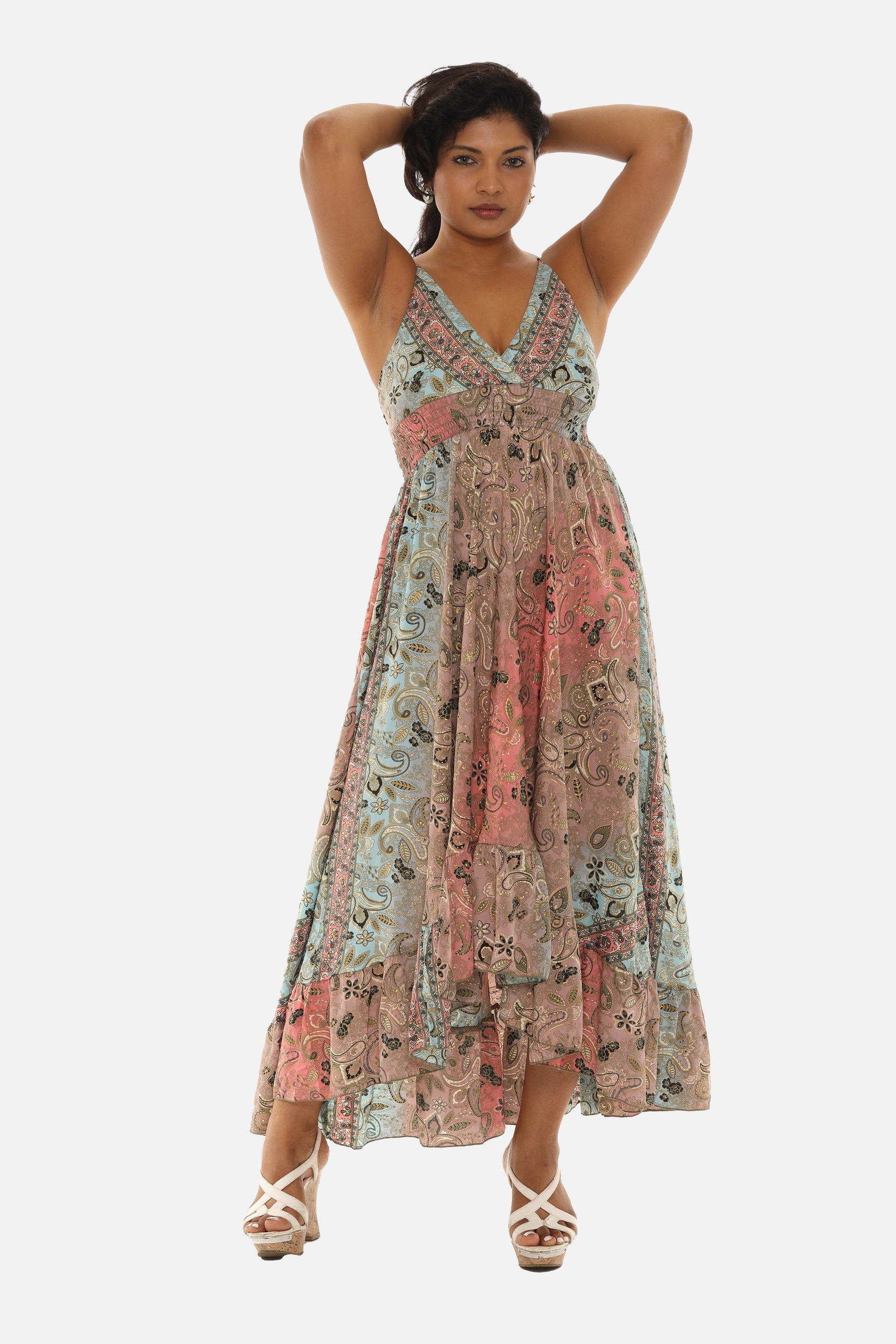 Halter Necklace Trim Long Dress main image 1