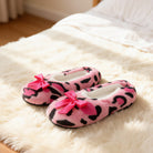 Pink Leopard Print Faux Fur Bow Slippers - Charming Charlie