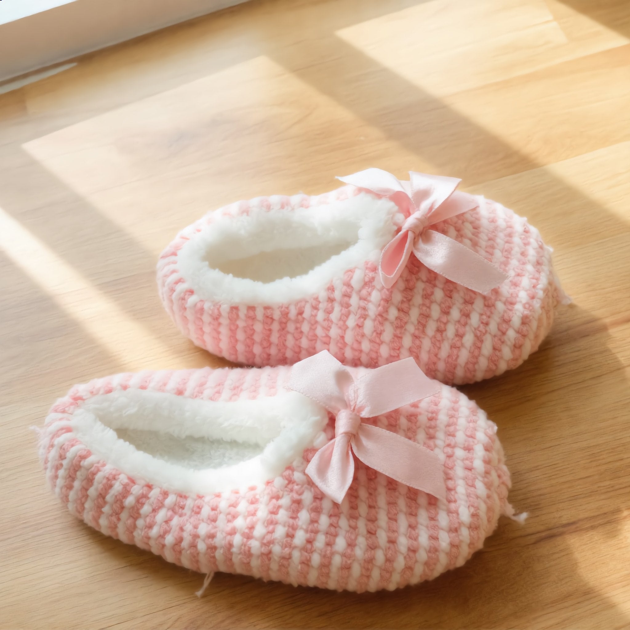 Pink Knit Bow Slippers - Charming Charlie