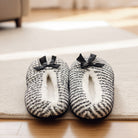 Black White Knit Bow Slippers - Charming Charlie