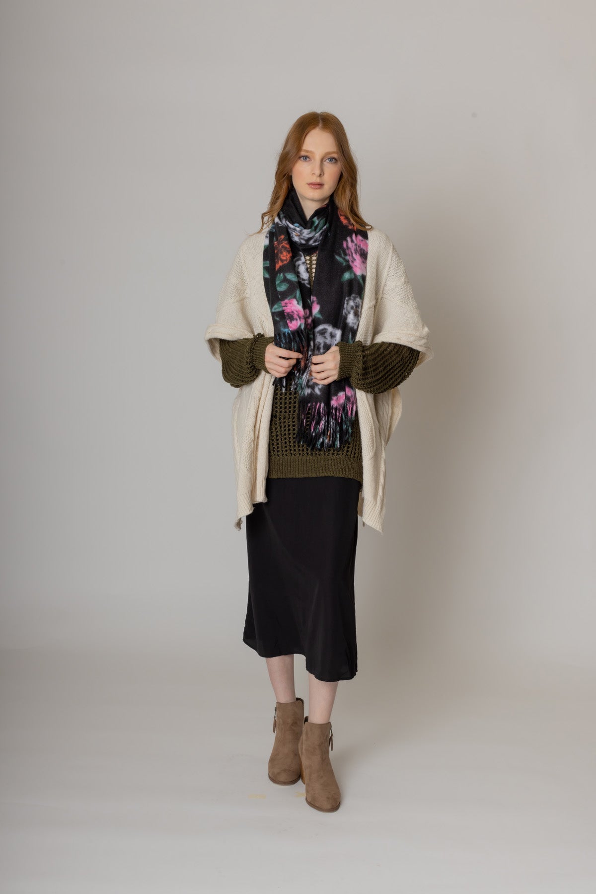Floral Scarf With Fringe - Charming Charlie