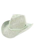Sage C.C Metallic Band Trim Cowboy Hat offers a stylish twist to the classic cowboy hat. With a metallic band trim, it adds a touch of glamour to any outfit. Made with quality materials, it provides both fashion and functionality, making it a must-have accessory for any fashion-forward individual. Elevate your western look with this trendy cowboy hat.