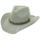 Sage C.C Rhinestone Jewel Charm Trim Cowboy Hat, get ready with this rhinestone cowboy hat to receive the best compliments on any special occasion. It looks so pretty, bright, and elegant on any special occasion. These cowboy hats are perfect for parties, Evenings, brides, bridal parties, and any other special occasion.