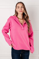 Same Ol' Situation Collared Pullover in Hot Pink - Charming Charlie
