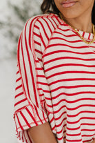 Sass in Session Relaxed Top in Cream Red - Charming Charlie