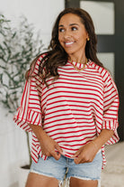 Sass in Session Relaxed Top in Cream Red - Charming Charlie