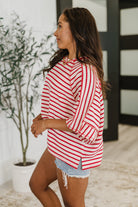 Sass in Session Relaxed Top in Cream Red - Charming Charlie