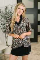 Sassy Season Split Neck Leopard Print Blouse - Charming Charlie