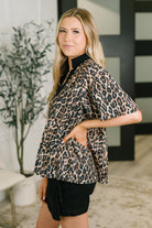 Sassy Season Split Neck Leopard Print Blouse - Charming Charlie