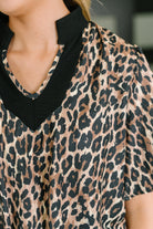 Sassy Season Split Neck Leopard Print Blouse - Charming Charlie