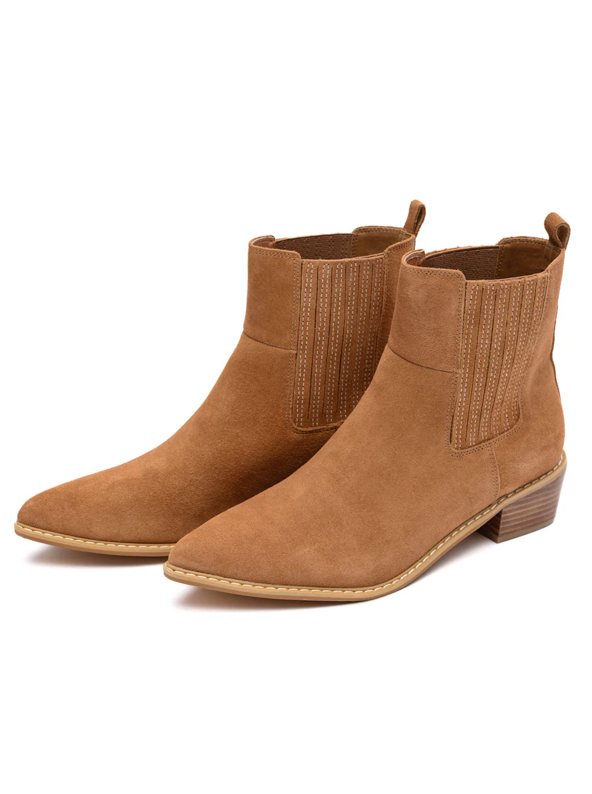 Leonor Suede Ankle Boot in Tan - Charming Charlie