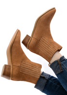 Leonor Suede Ankle Boot in Tan - Charming Charlie
