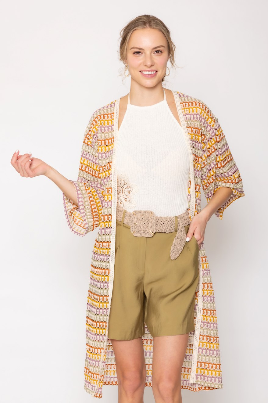 Stripe Crochet Cardigan - Charming Charlie