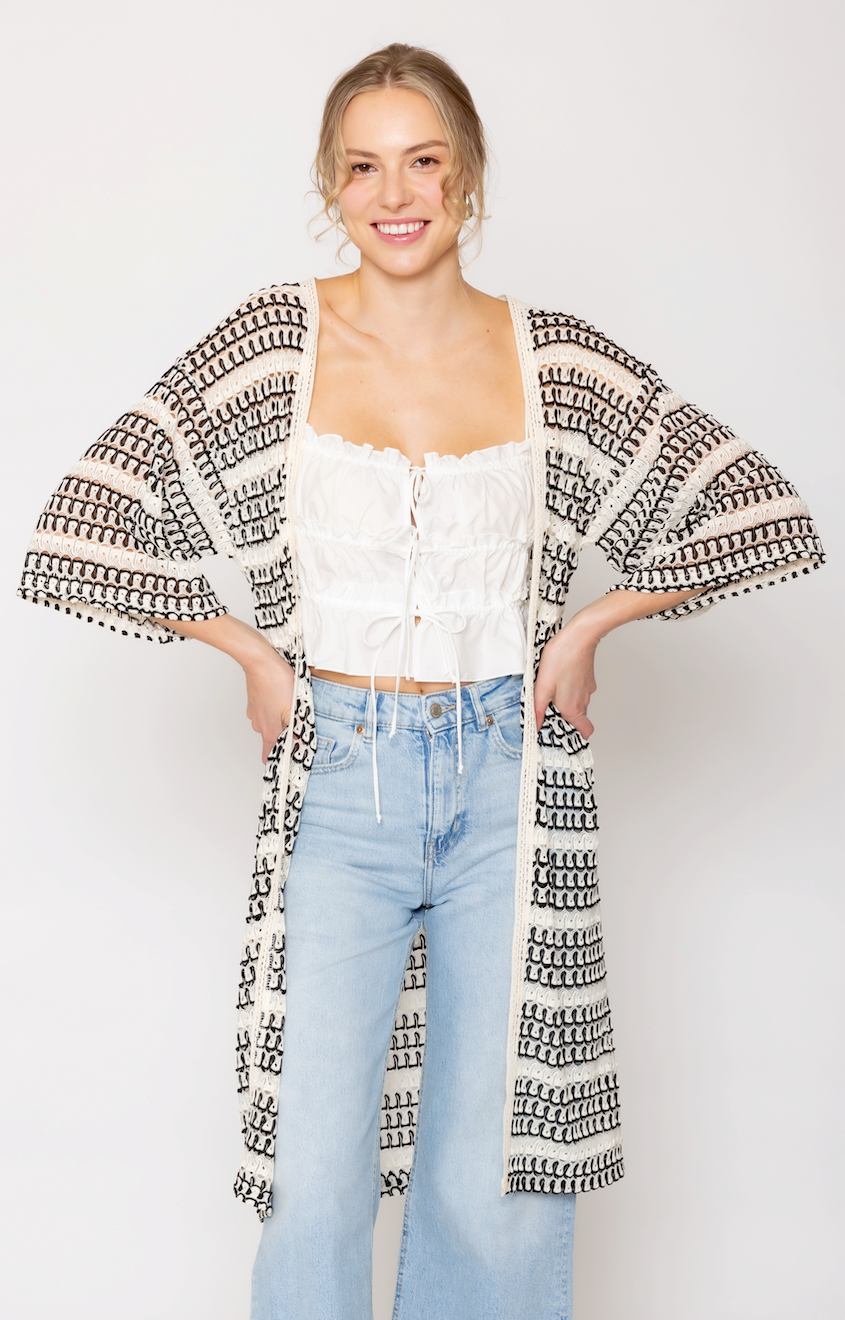 Stripe Crochet Cardigan - Charming Charlie