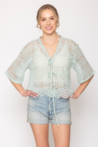 Lace Tie Front Short Cardigan - Charming Charlie