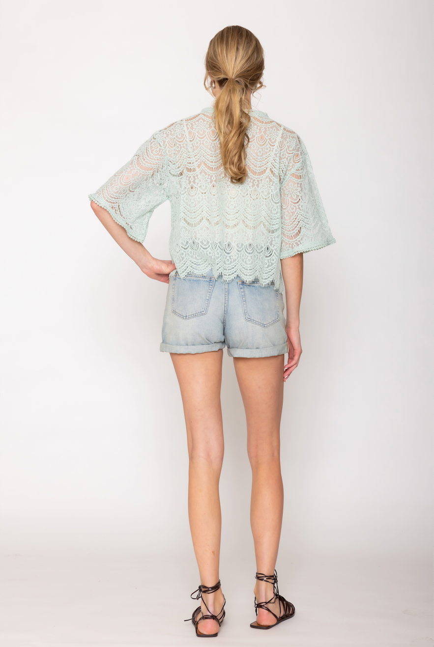 Lace Tie Front Short Cardigan - Charming Charlie