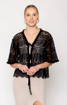 Lace Tie Front Short Cardigan - Charming Charlie