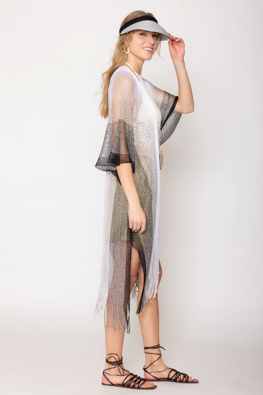 Two Tone Lurex Kimono - Charming Charlie