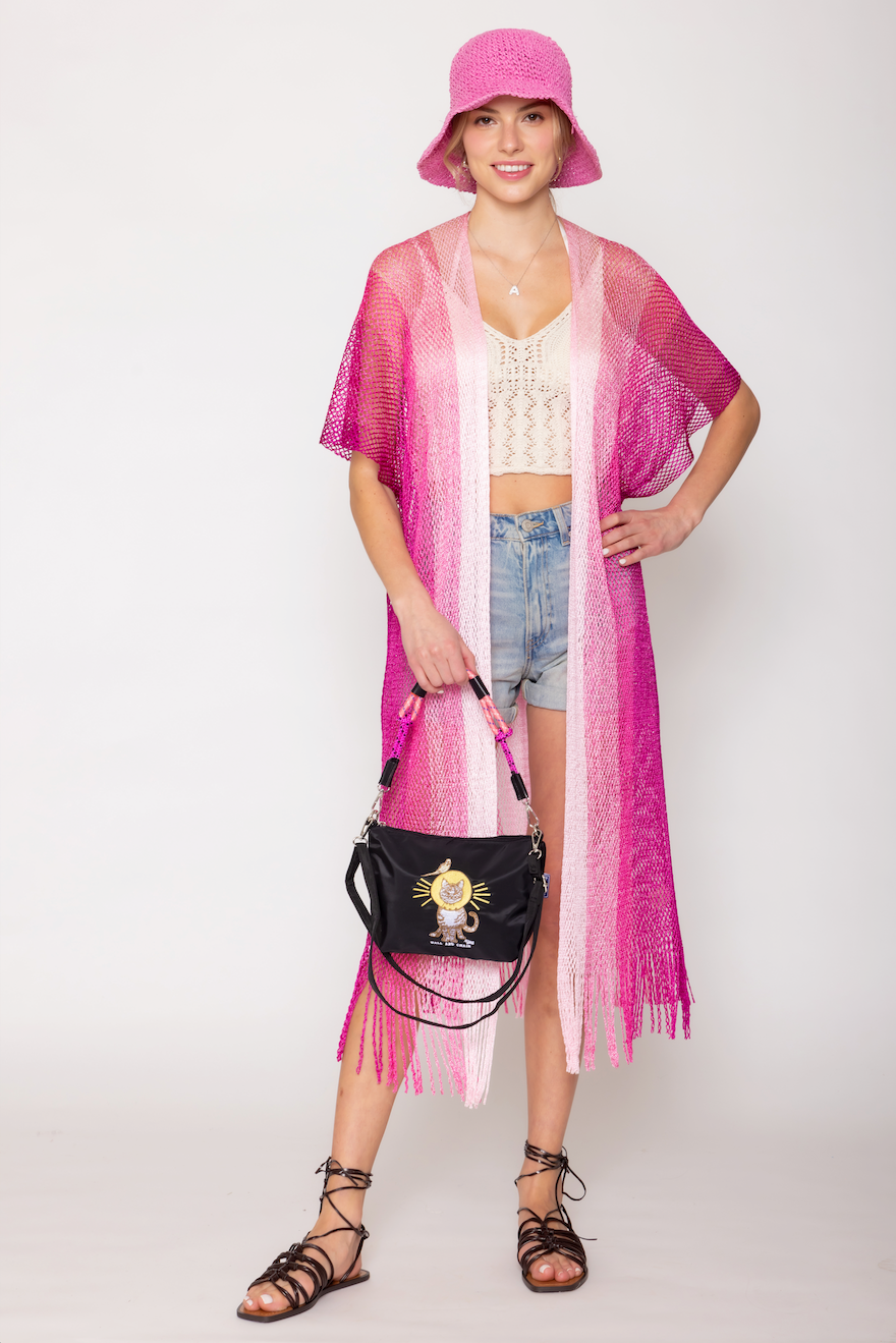 Two Tone Lurex Kimono - Charming Charlie