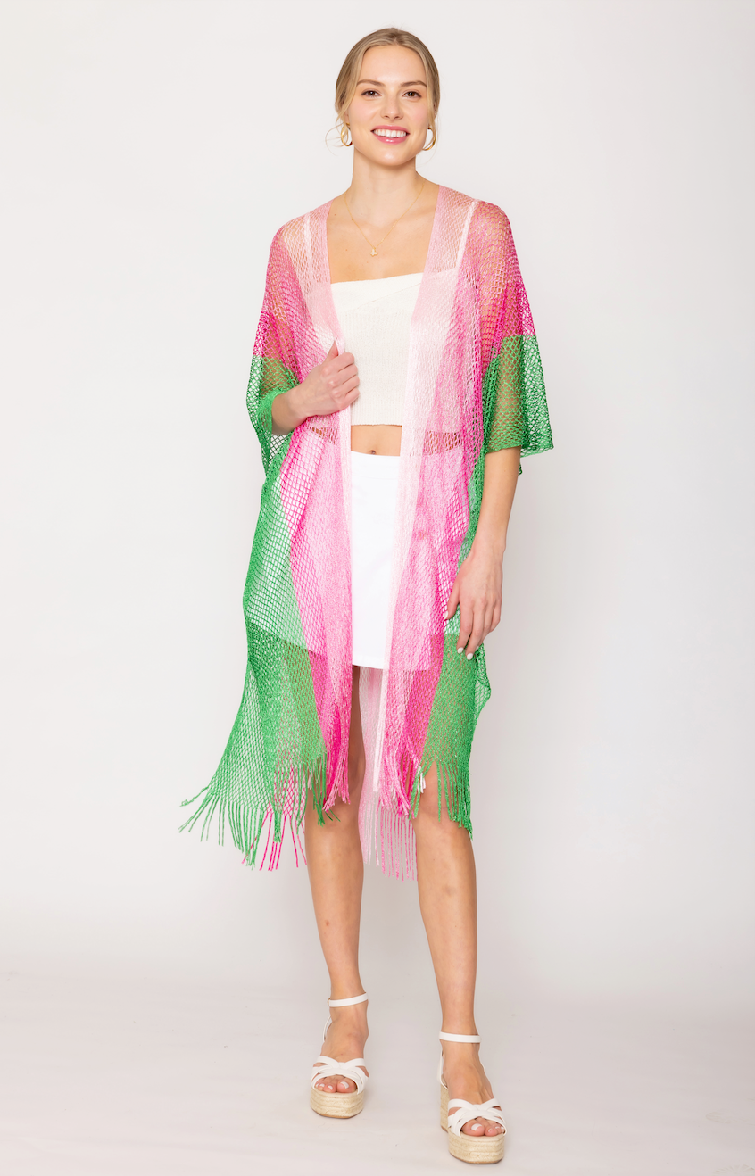 Two Tone Lurex Kimono - Charming Charlie