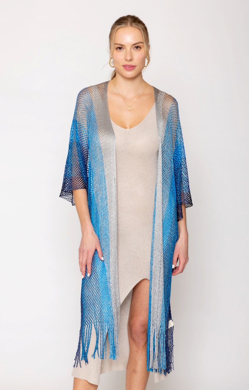 Two Tone Lurex Kimono - Charming Charlie