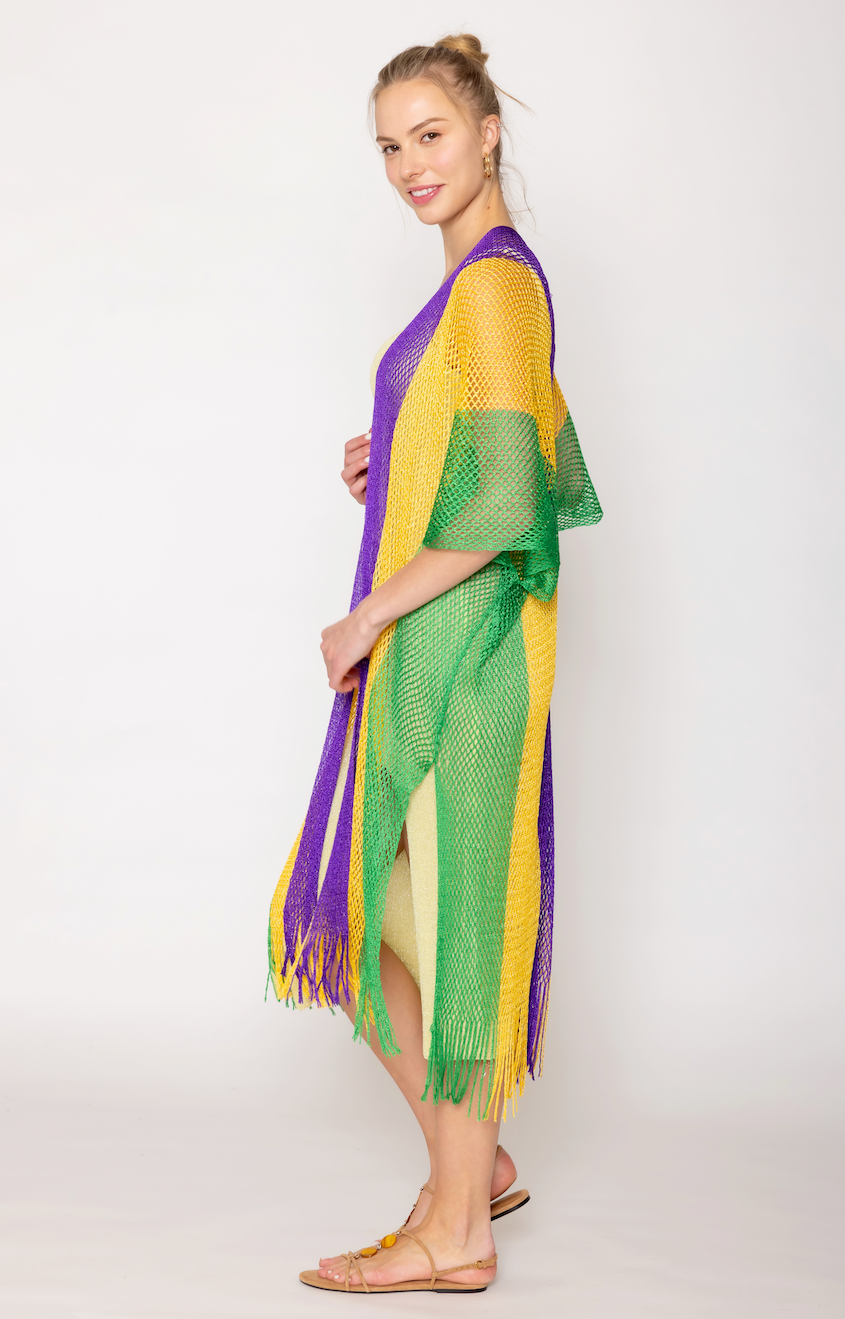 Two Tone Lurex Kimono - Charming Charlie