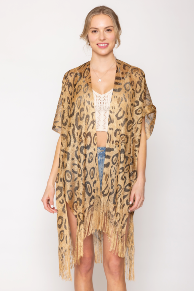 Leopard Lurex Kimono - Charming Charlie