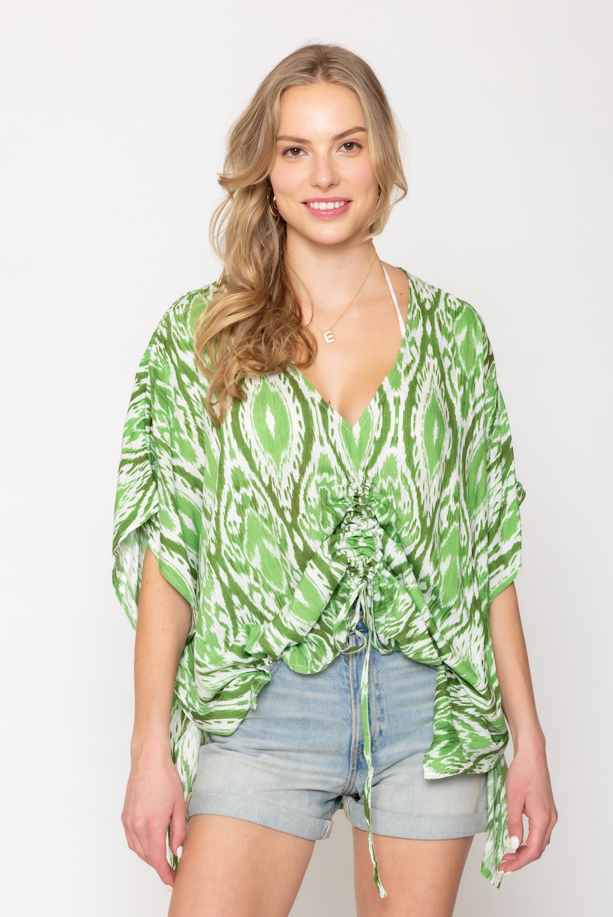 Cinch Front Ikat Poncho - Charming Charlie