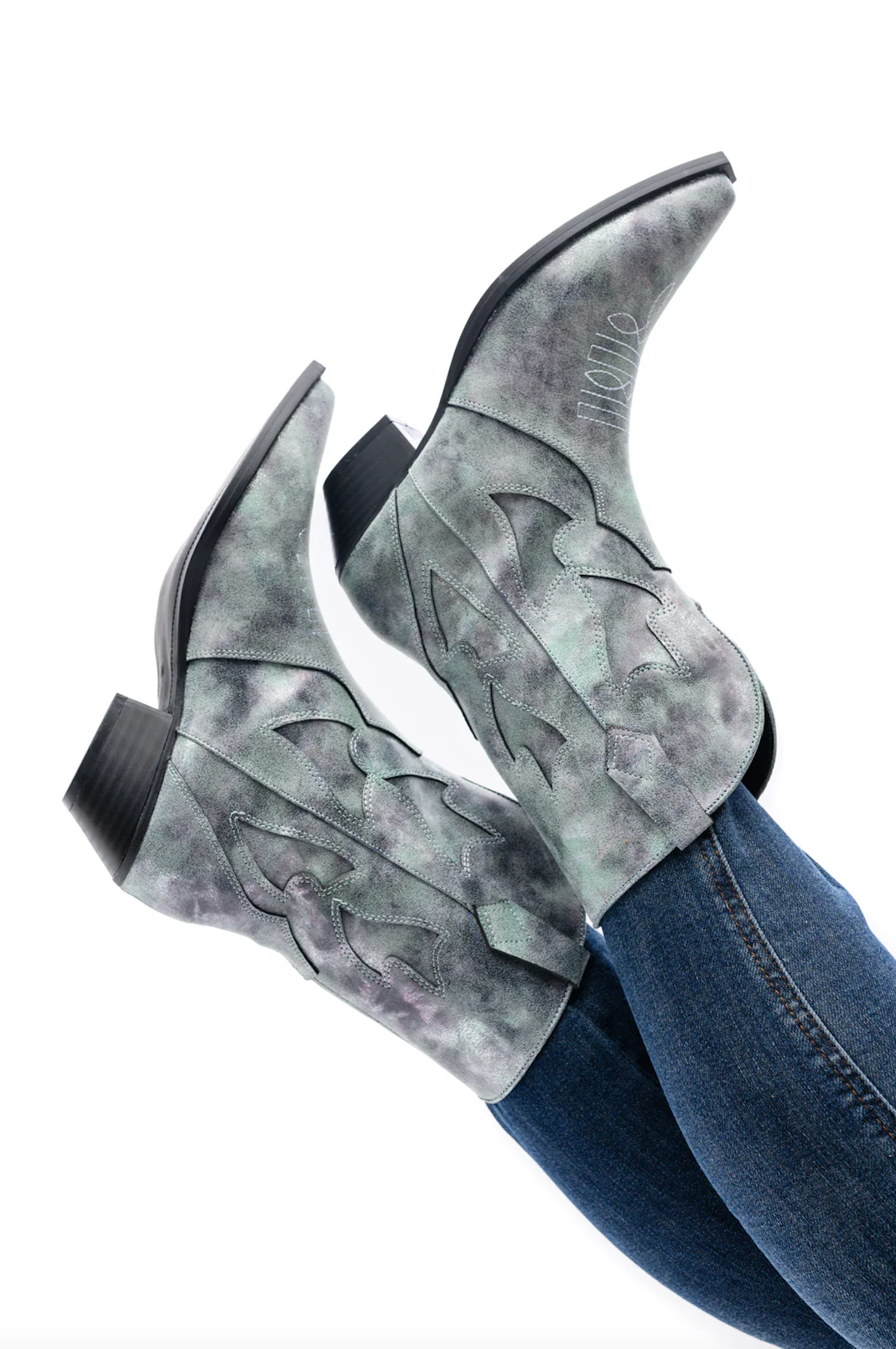 Jersey Metallic Boot in Blue - Charming Charlie