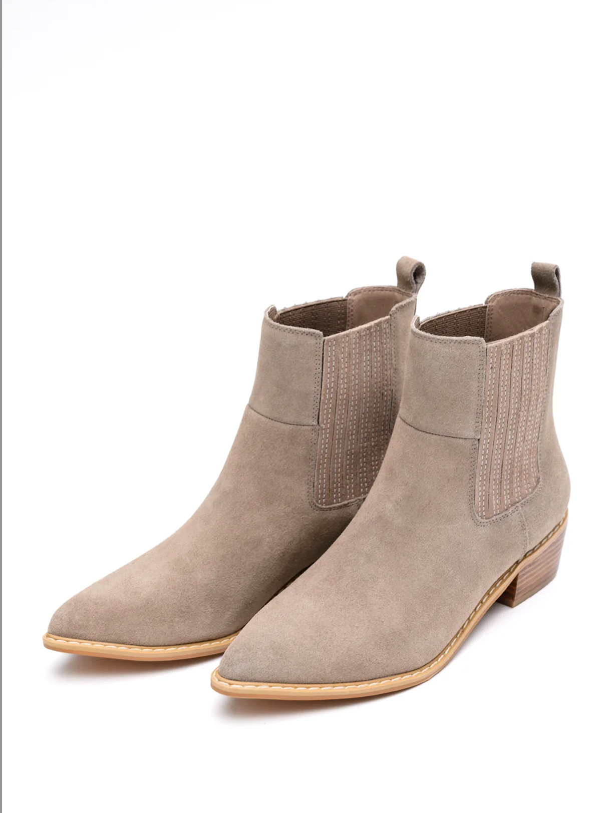 Leonor Suede Ankle Boot in Taupe - Charming Charlie