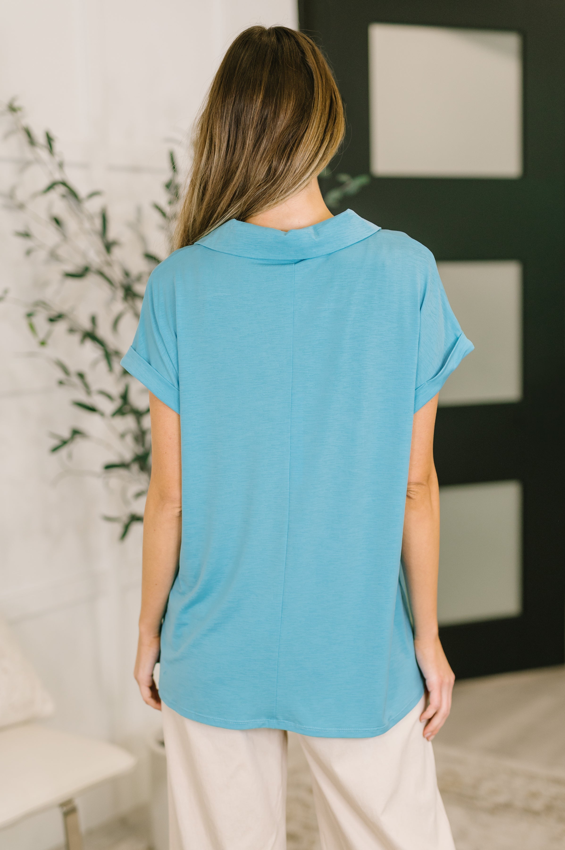 Sea You Soon Collared Top in Costal Blue - Charming Charlie