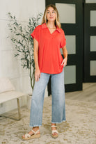 Sea You Soon Collared Top in Hot Coral - Charming Charlie