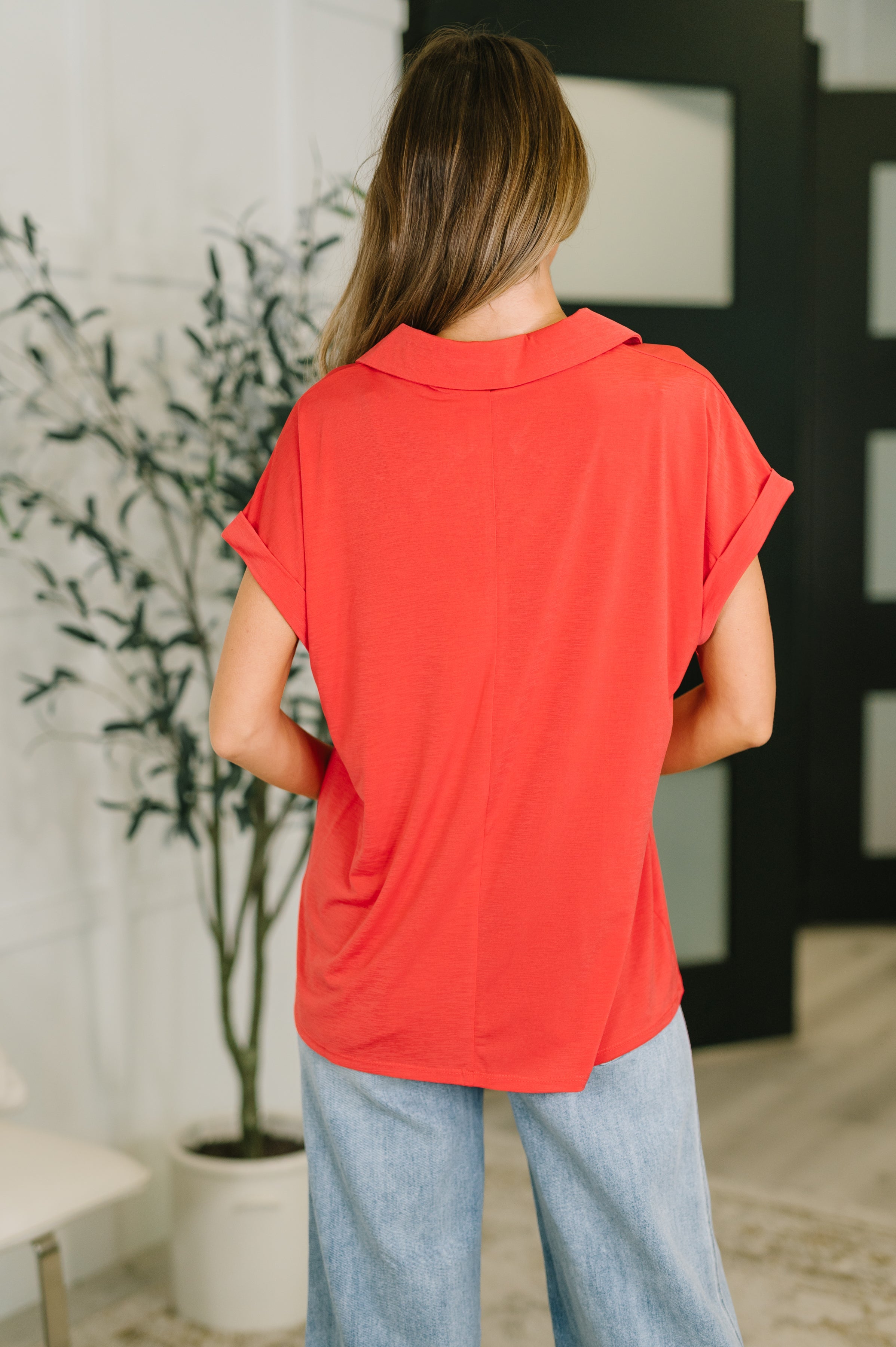 Sea You Soon Collared Top in Hot Coral - Charming Charlie