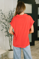 Sea You Soon Collared Top in Hot Coral - Charming Charlie