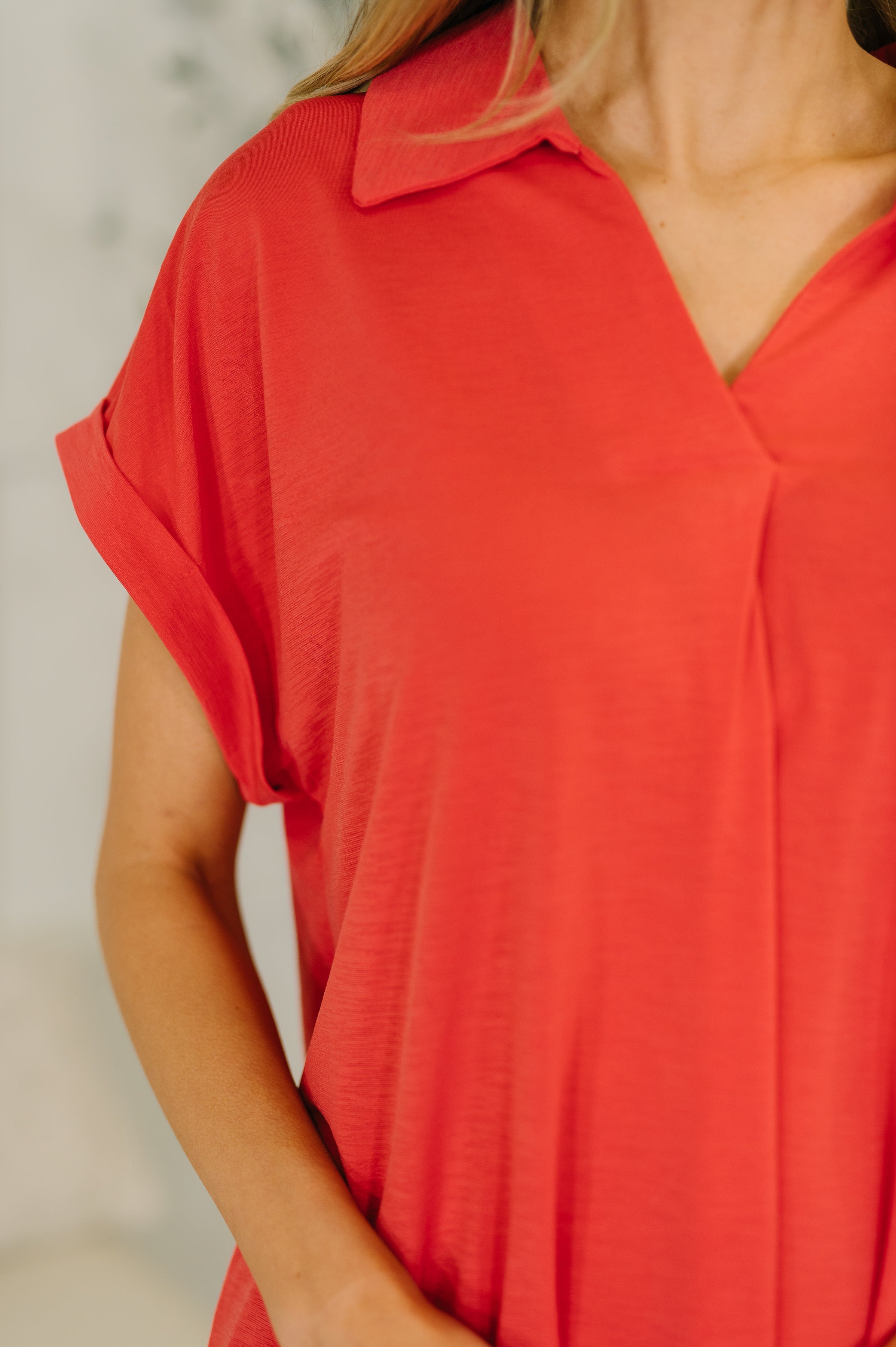Sea You Soon Collared Top in Hot Coral - Charming Charlie