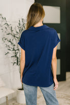 Sea You Soon Collared Top in Navy - Charming Charlie