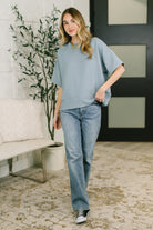 Sense of Clarity Boxy Top in Blue Grey - Charming Charlie