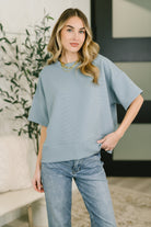 Sense of Clarity Boxy Top in Blue Grey - Charming Charlie