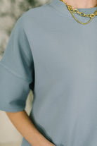 Sense of Clarity Boxy Top in Blue Grey - Charming Charlie