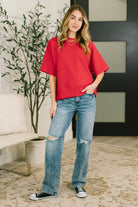 Sense of Clarity Boxy Top in Ruby - Charming Charlie