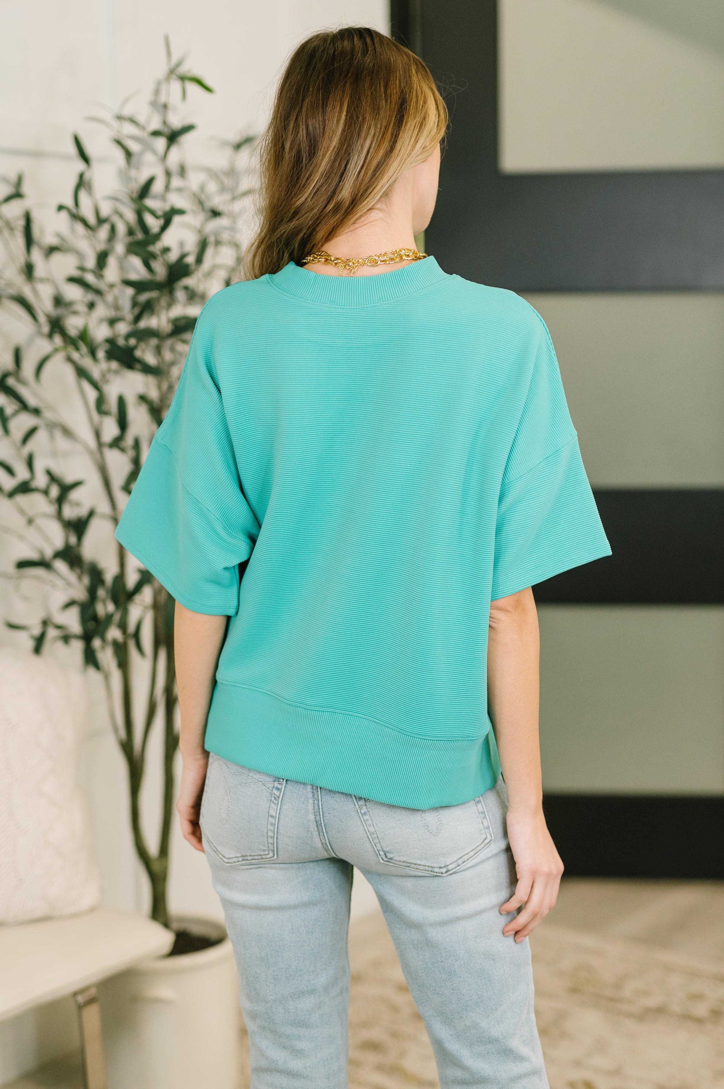 Sense of Clarity Boxy Top in Turquoise - Charming Charlie