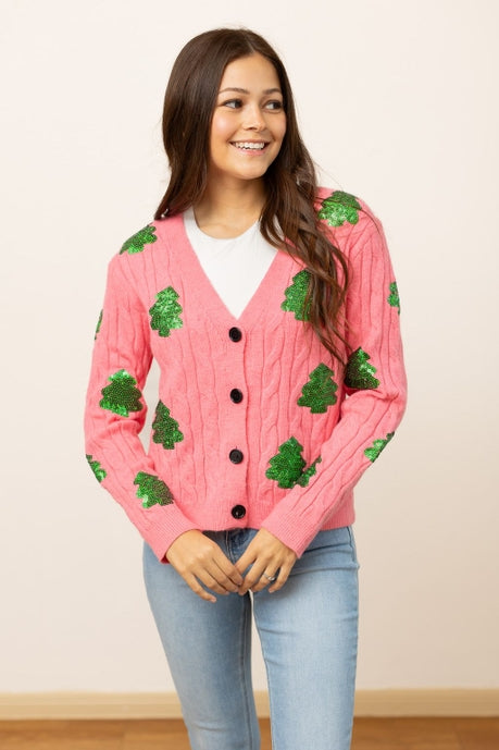 Sequin Trees Cardigan - Charming Charlie