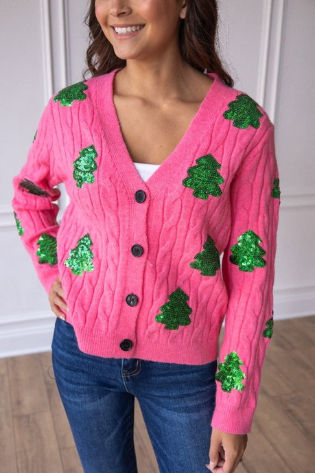 Sequin Trees Cardigan - Charming Charlie